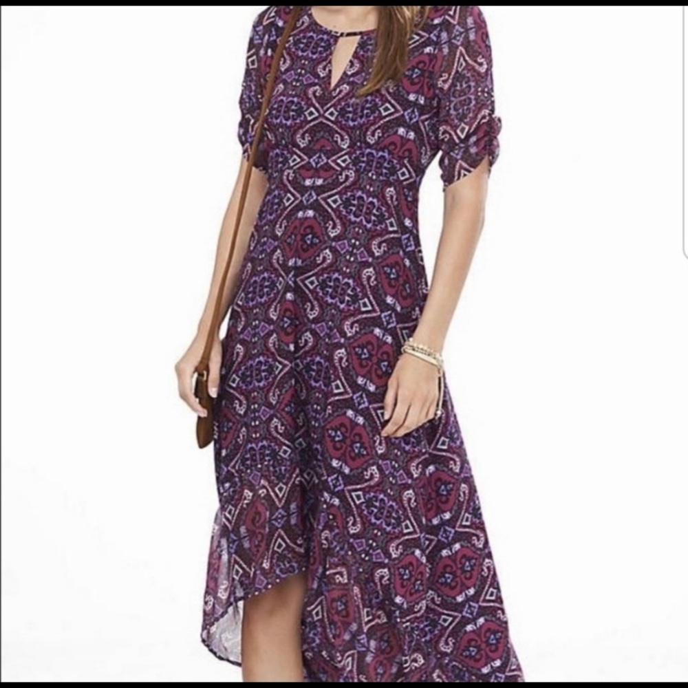 Express Tapestry Print High Low dress